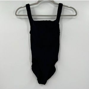 Hunza G Women's Black Nile Square Neck One-Piece Swim Suit Seamless One Size NWT